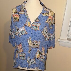 Weekend traffic y2k Vintage Tropical Button-Up Shirt – Relaxed Beachy Style XL